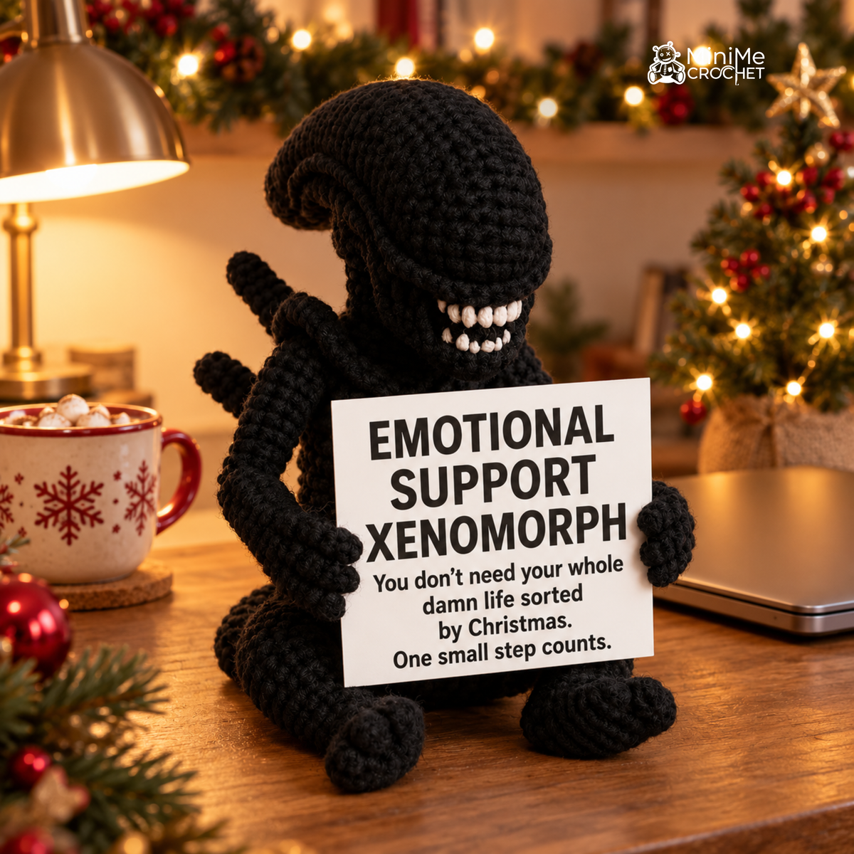 Emotional Support Xenomorph – Handmade Crochet Doll