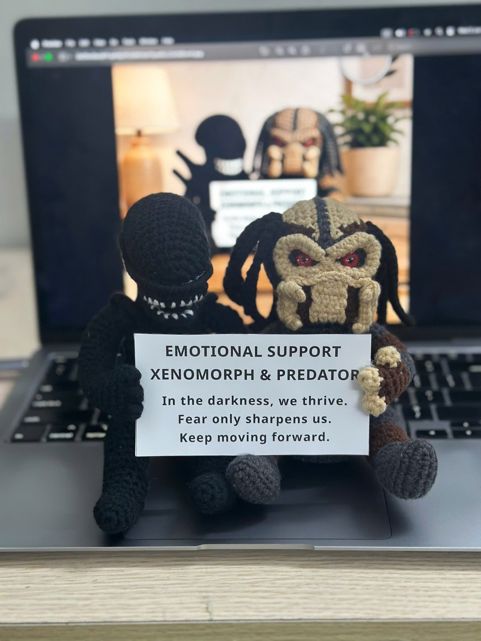 Emotional Support – XENOMORPH & PREDATOR - Handmade Crochet Duo