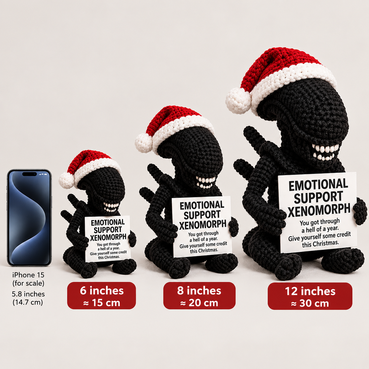 Emotional Support Xenomorph Xmas – Handmade Crochet Doll