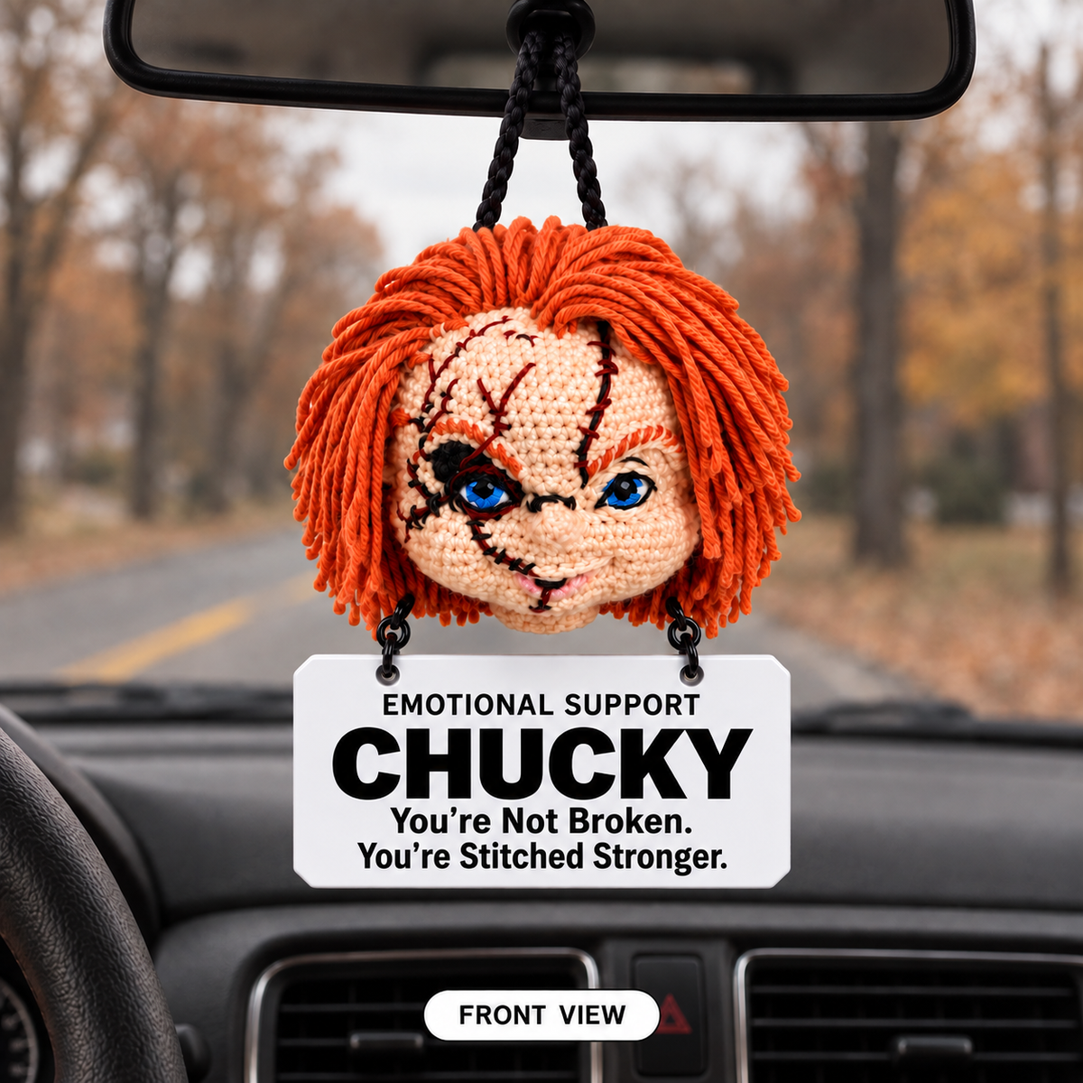 Emotional Support  Crochet Car Hanging - Scare Your Doubts. Chase Your Dreams.