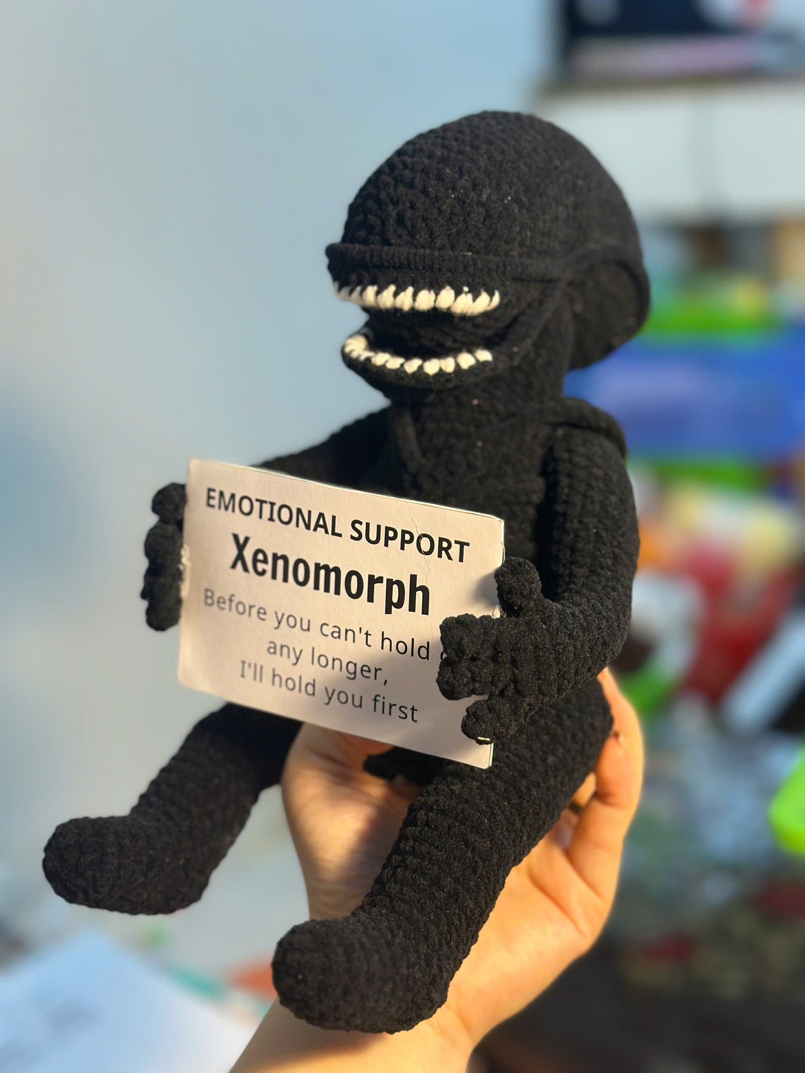 Emotional Support Xenomorph – Handmade Crochet Doll