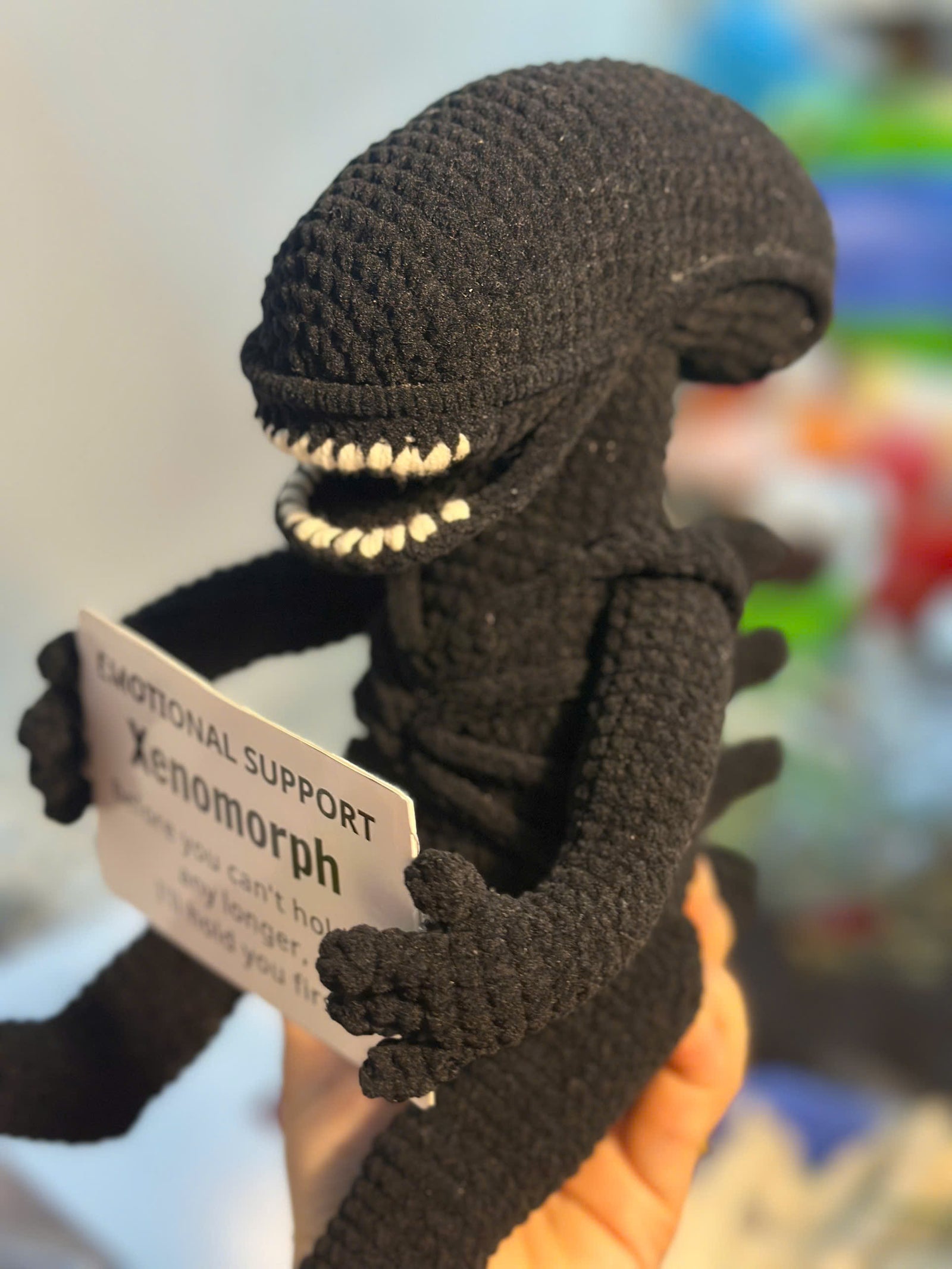 Emotional Support Xenomorph – Handmade Crochet Doll