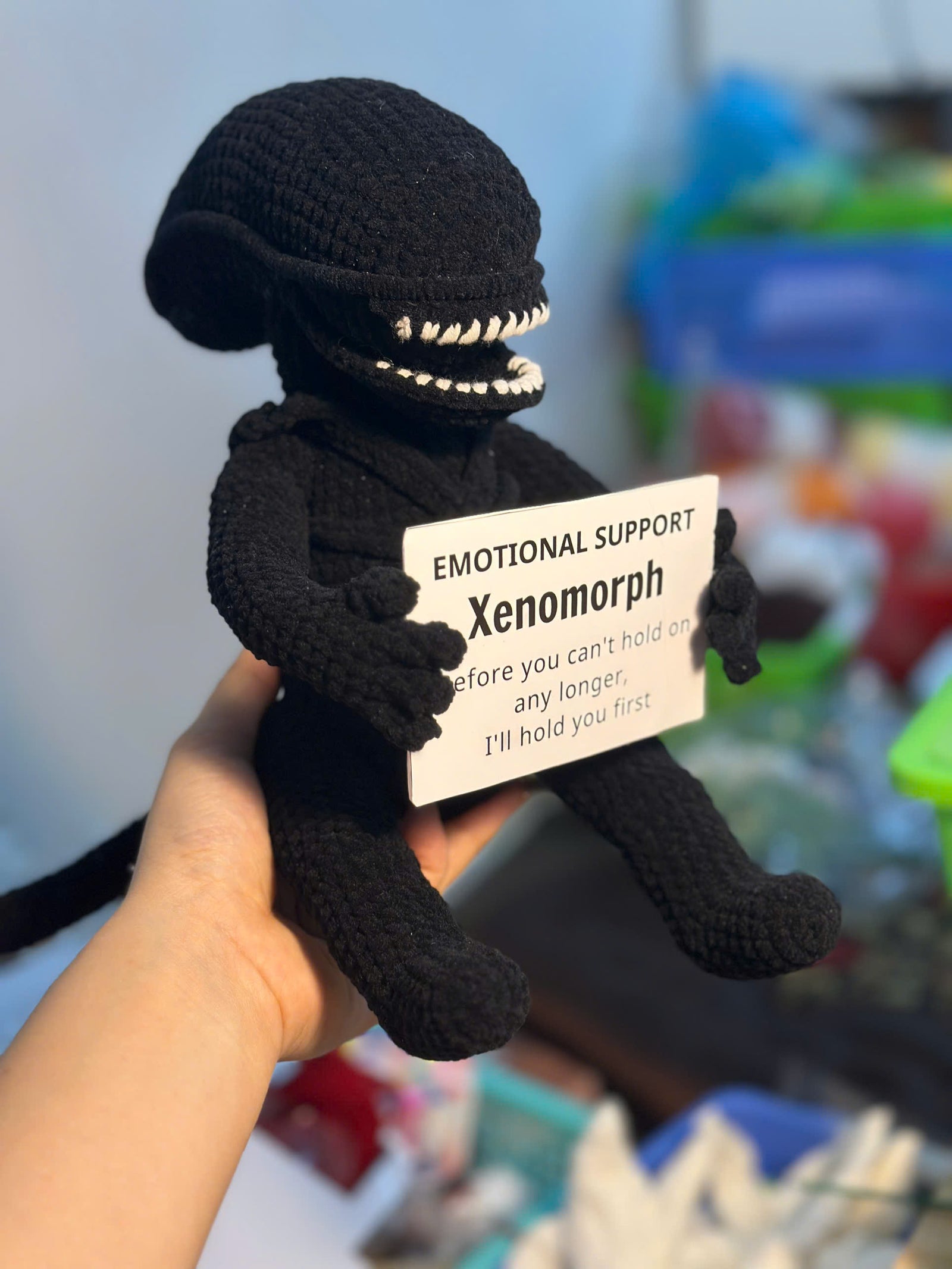 Emotional Support Xenomorph – Handmade Crochet Doll