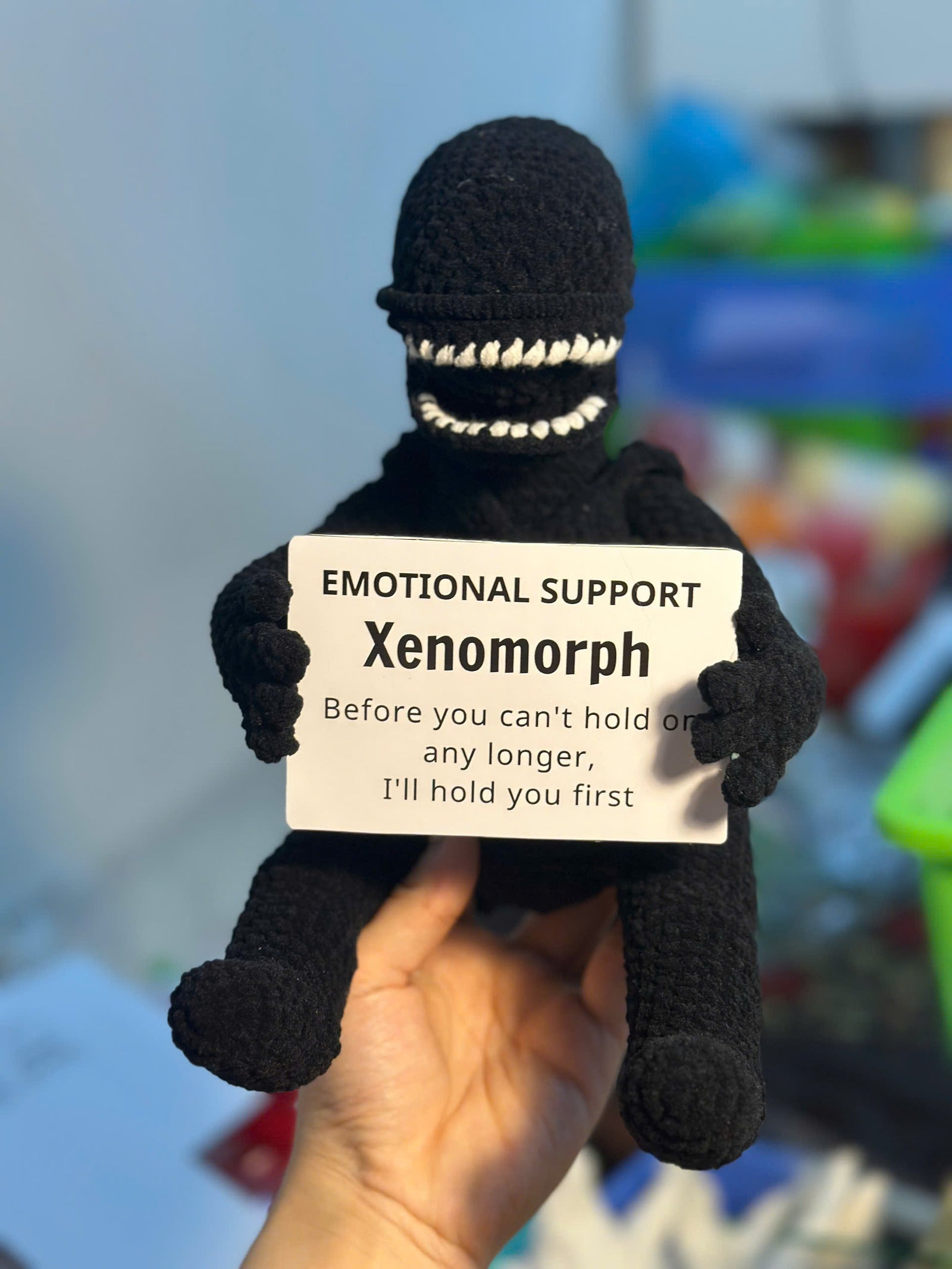 Emotional Support Xenomorph – Handmade Crochet Doll