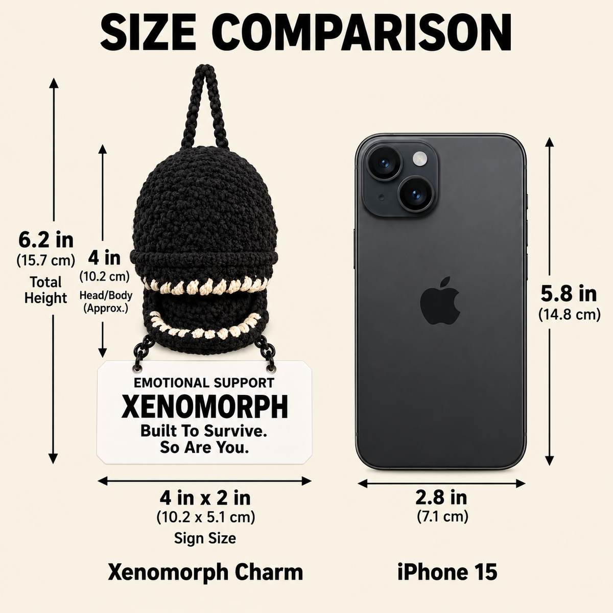 Emotional Support Xenomorph Crochet Car Hanging - Space Is Cold. You’re Not Alone.