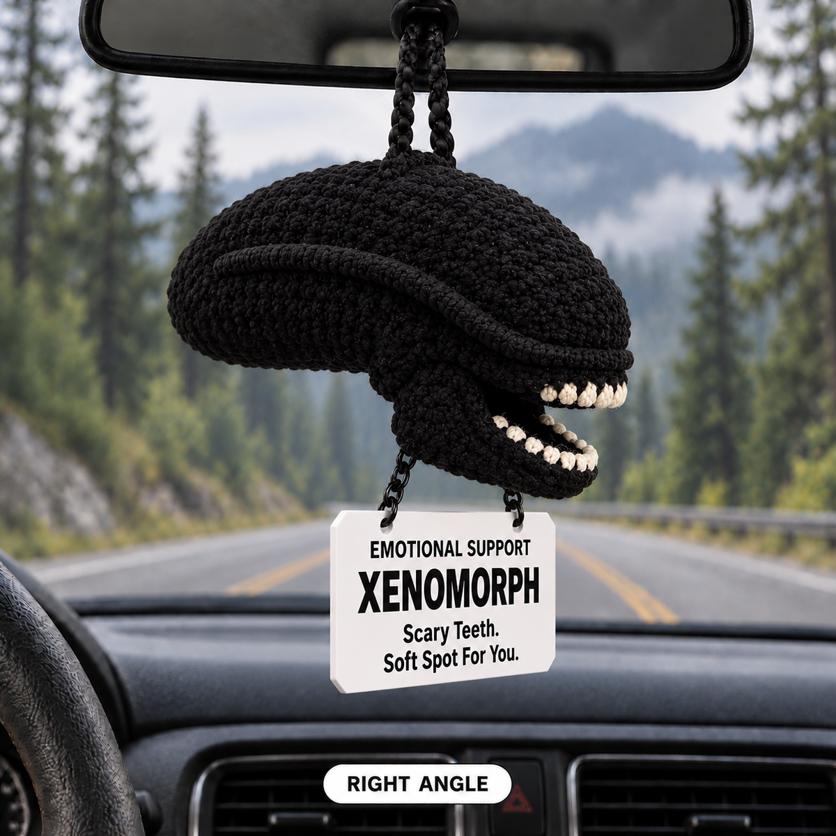Emotional Support Xenomorph Crochet Car Hanging - Space Is Cold. You’re Not Alone.