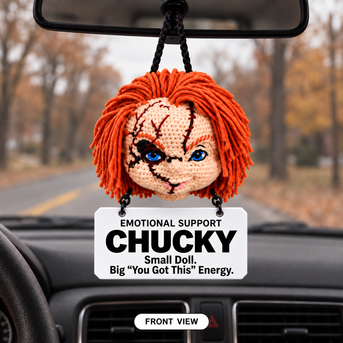 Emotional Support  Crochet Car Hanging - Scare Your Doubts. Chase Your Dreams.