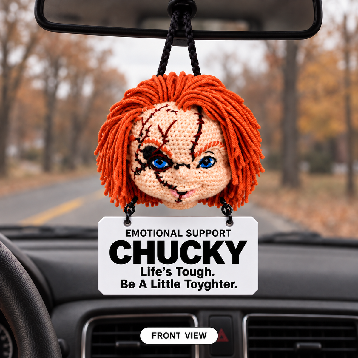 Emotional Support  Crochet Car Hanging - Scare Your Doubts. Chase Your Dreams.