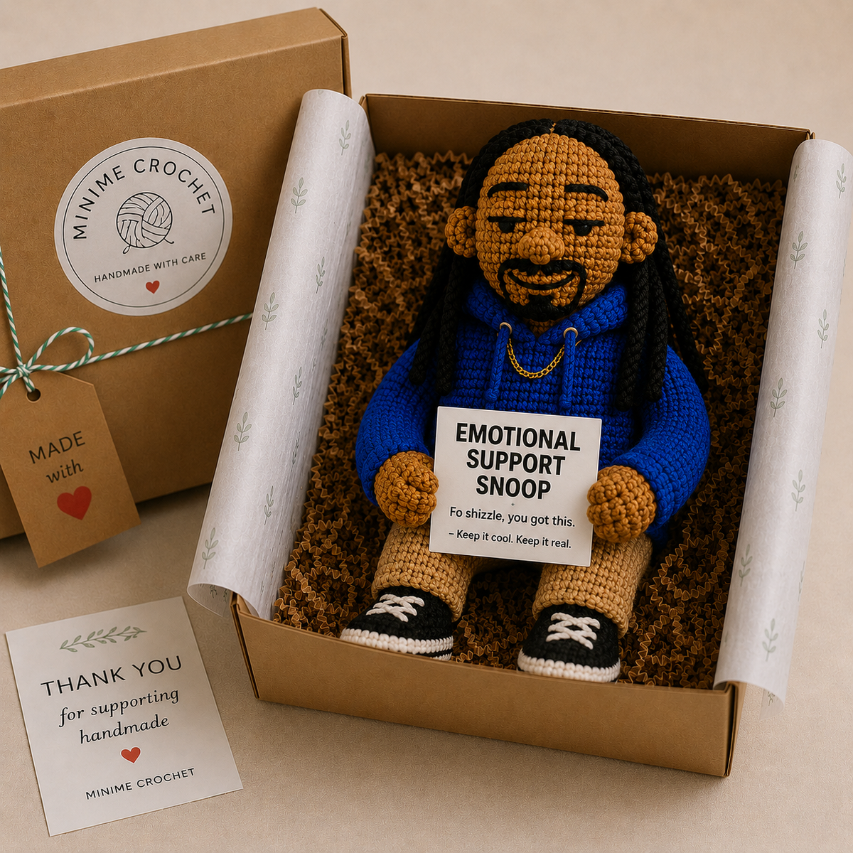 Emotional Support Snoop™ - Handmade Crochet Doll (6 inches)