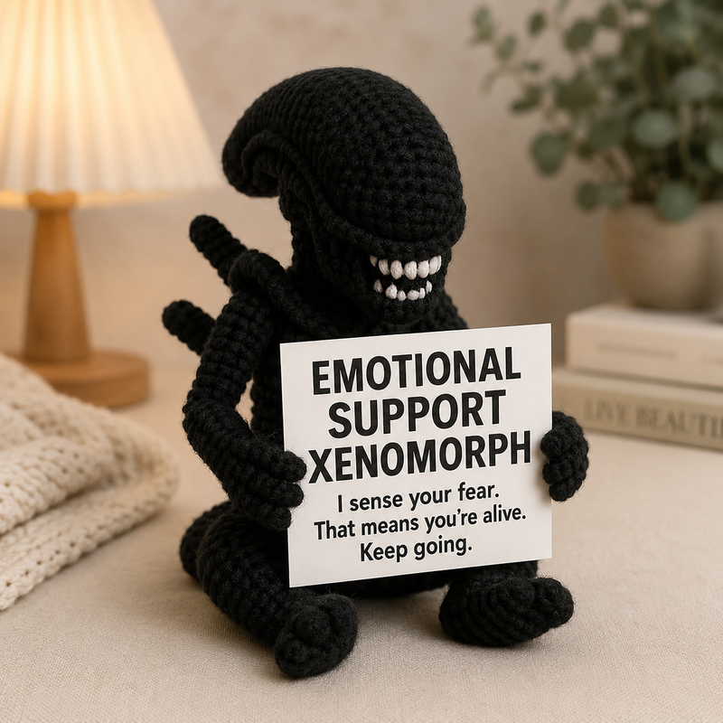 Emotional Support Xenomorph – Handmade Crochet Doll