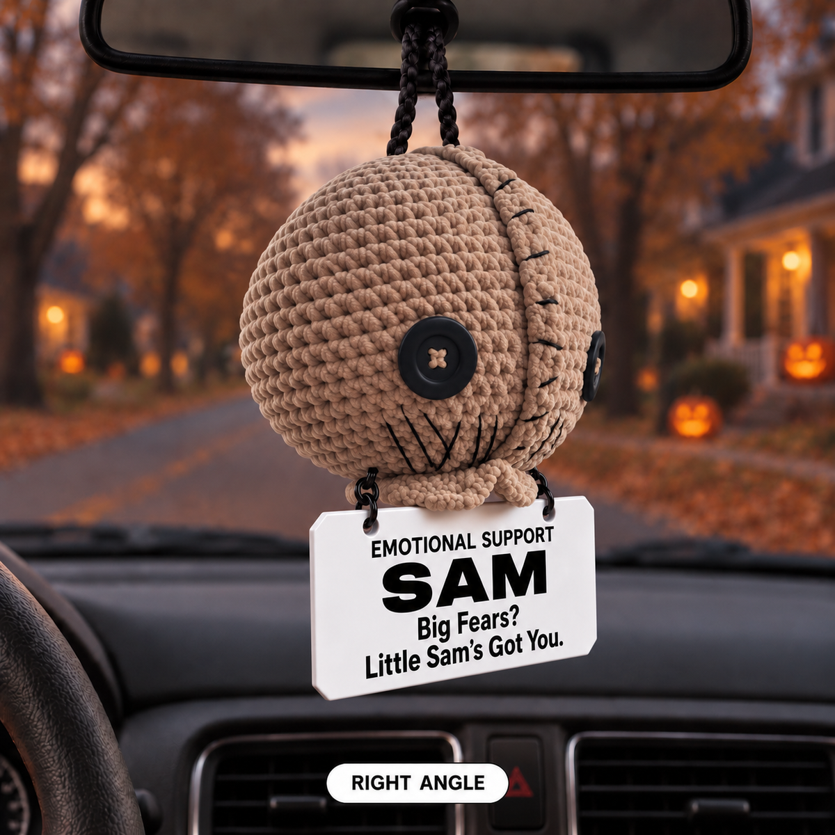 Emotional Support Sam Crochet Car Hanging - Big Fears? Little Sam’s Got You.