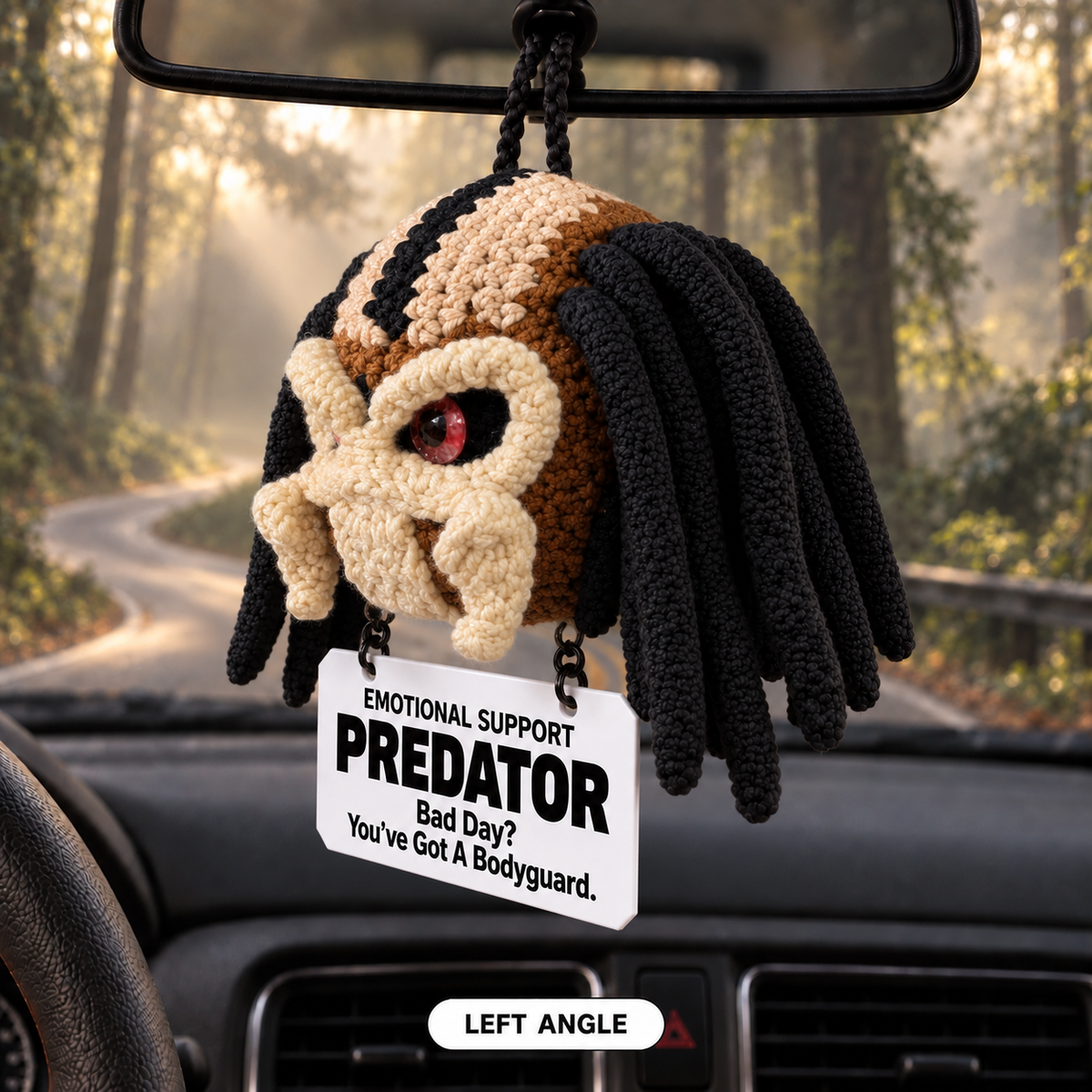 Emotional Support Predator Crochet Car Hanging - Hunt Your Goals. I’ll Watch Your Back.