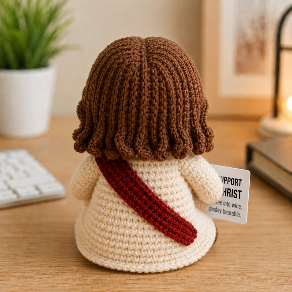 Emotional Support Jesus Christ Crochet Doll – Funny Monday Gift