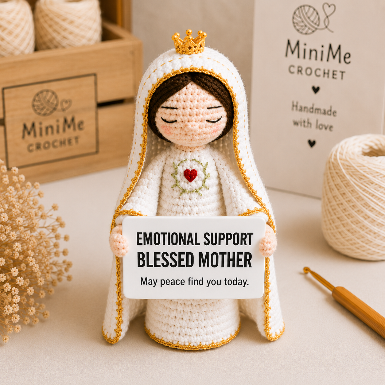 Emotional Support Blessed Mother Handmade Crochet Doll