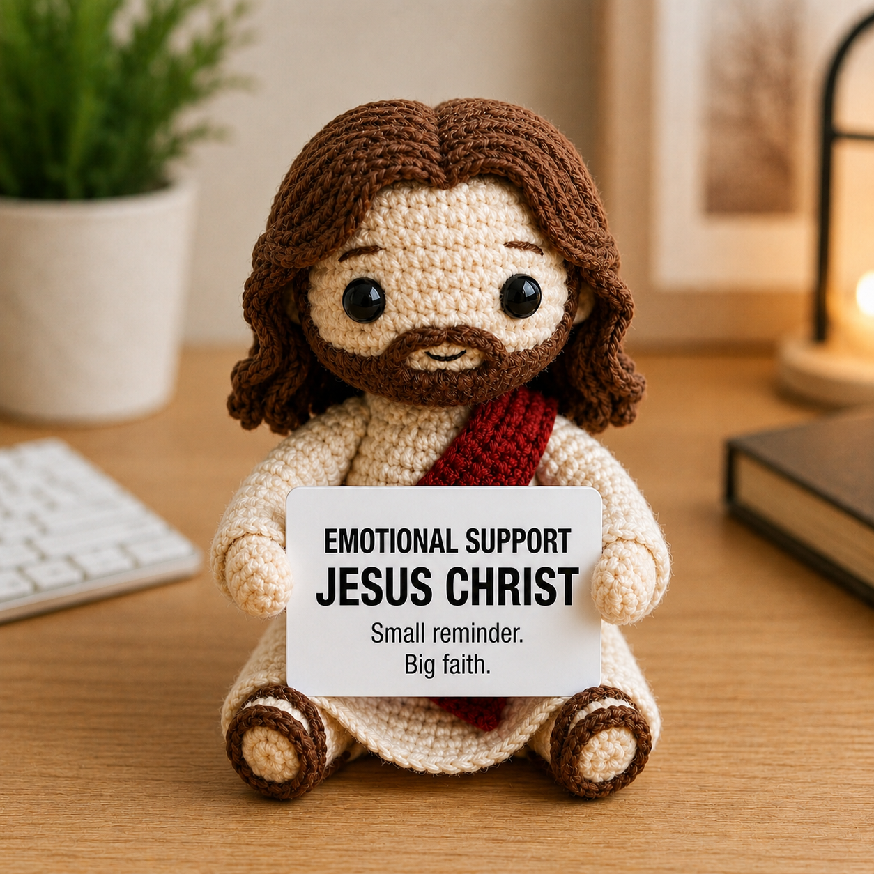 Emotional Support Jesus Christ – Small Reminder Big Faith Crochet Doll
