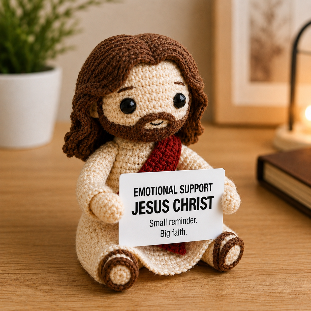 Emotional Support Jesus Christ – Small Reminder Big Faith Crochet Doll