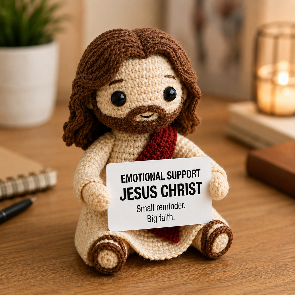 Emotional Support Jesus Christ – Small Reminder Big Faith Crochet Doll