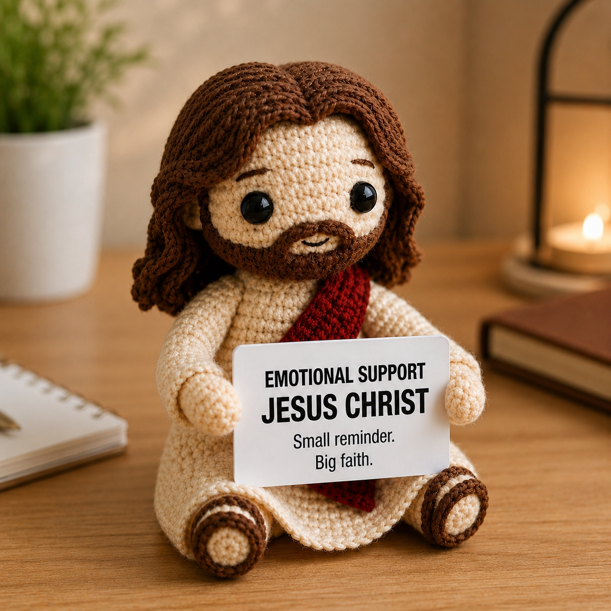 Emotional Support Jesus Christ – Small Reminder Big Faith Crochet Doll