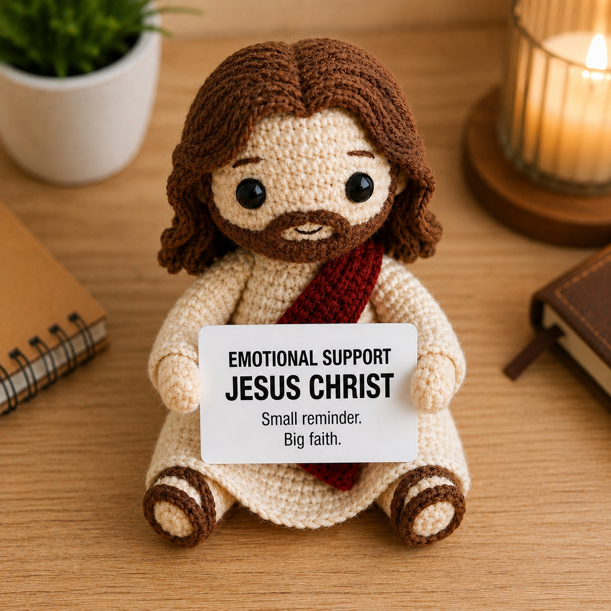 Emotional Support Jesus Christ – Small Reminder Big Faith Crochet Doll