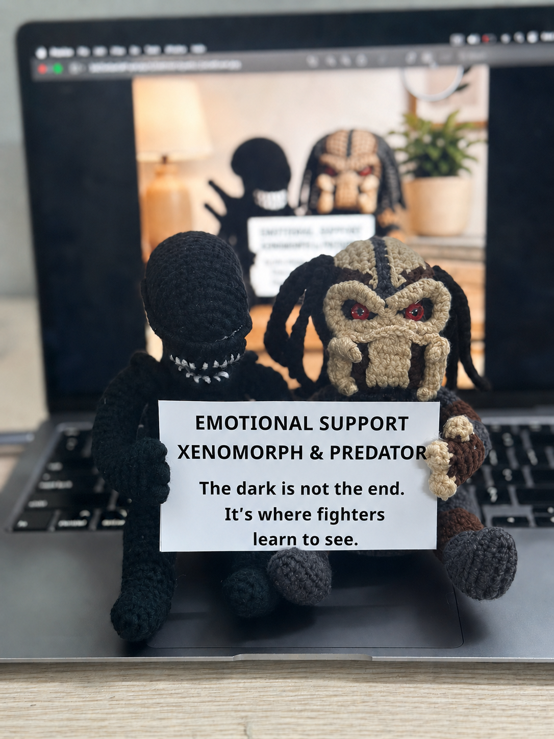 Emotional Support Xenomorph & Predator Duo Crochet Plush