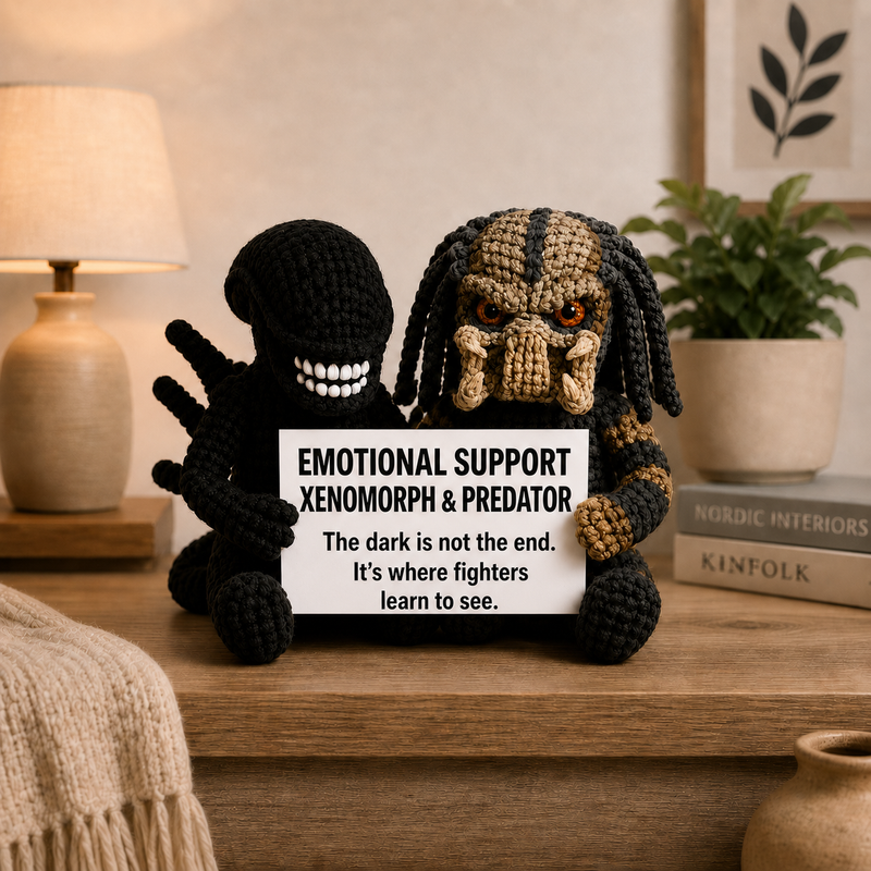 Emotional Support Xenomorph & Predator Duo Crochet Plush