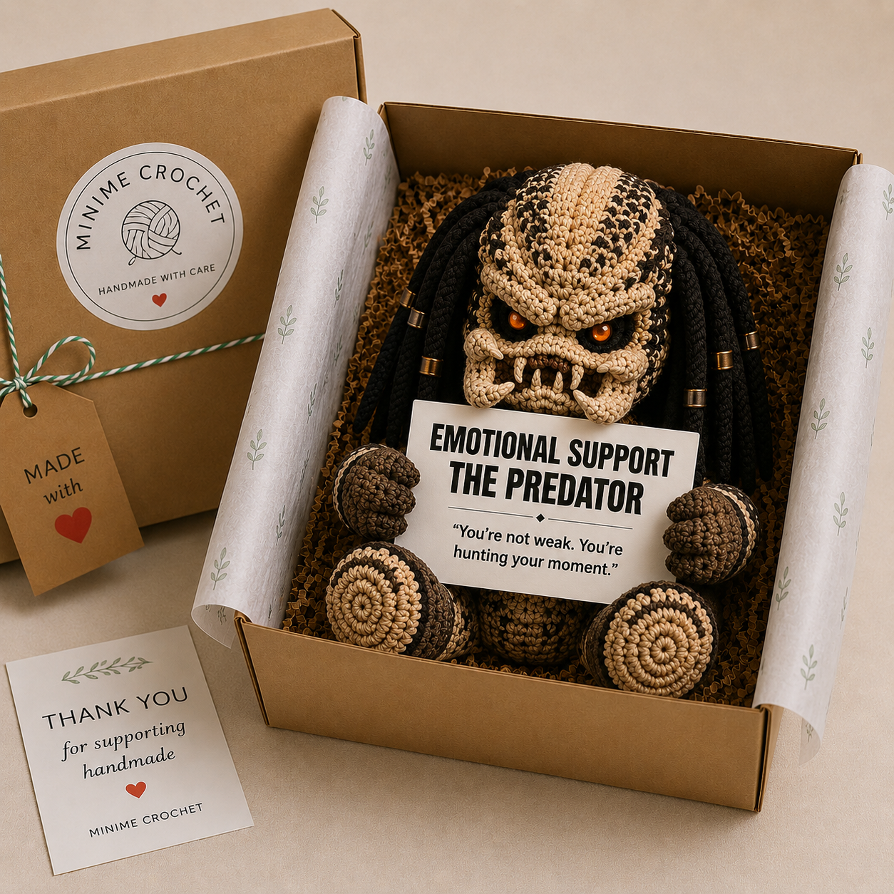 Emotional Support – The Predator 👾 - Handmade Crochet Doll (10inch)