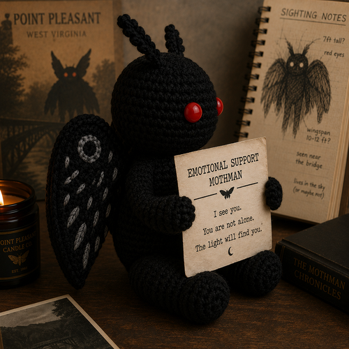 Emotional Support Mothman - Handmade Crochet Doll (15cm)