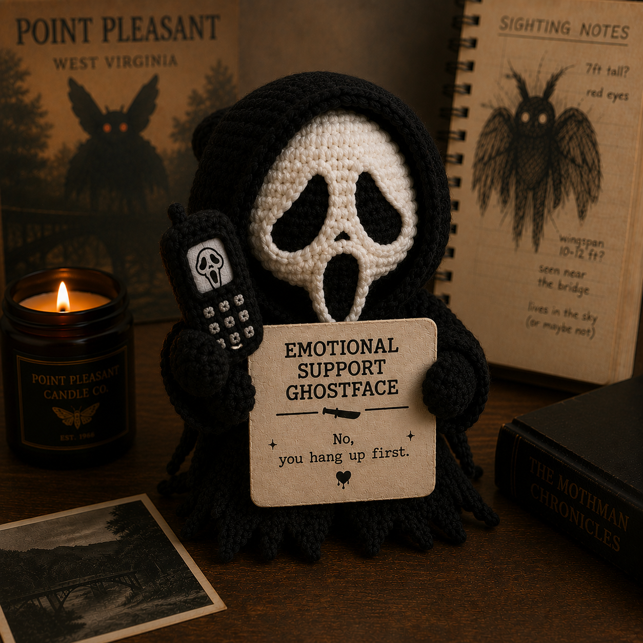 Emotional Support Ghostface - Handmade Crochet Doll (15cm)