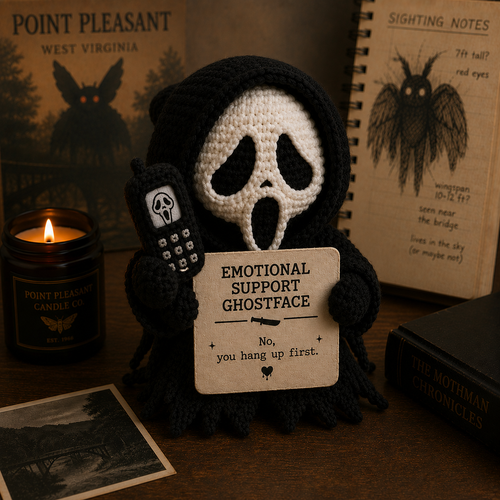 Emotional Support Ghostface - Handmade Crochet Doll (15cm)