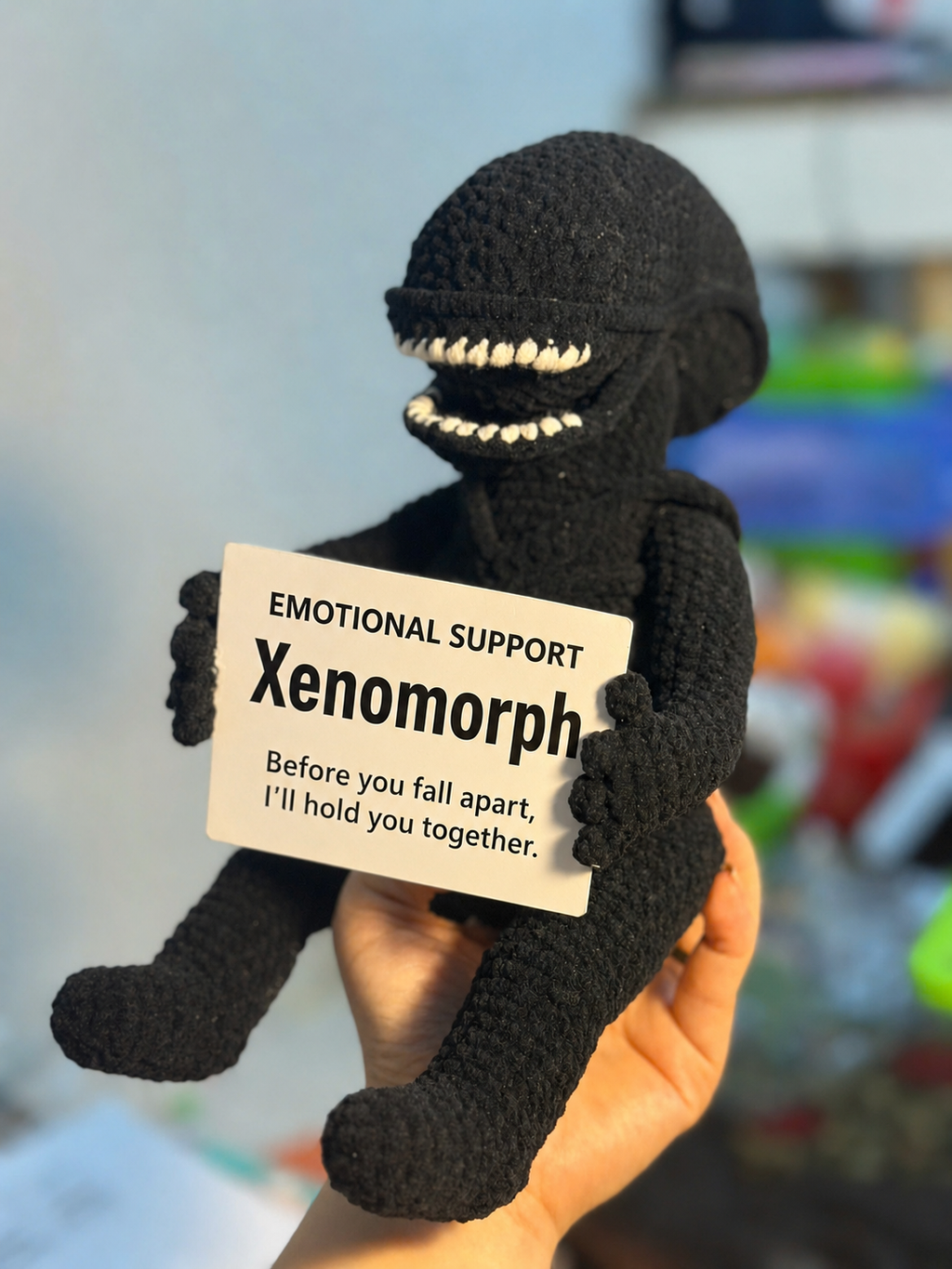 Emotional Support Xenomorph – Handmade Crochet Doll - Hold Me Together Xenomorph