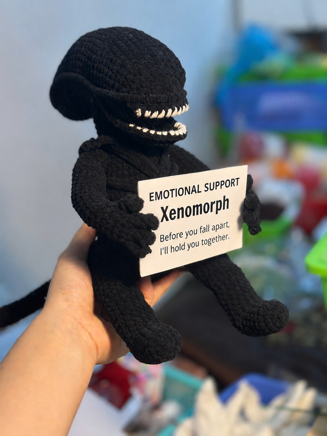 Emotional Support Xenomorph – Handmade Crochet Doll - Hold Me Together Xenomorph