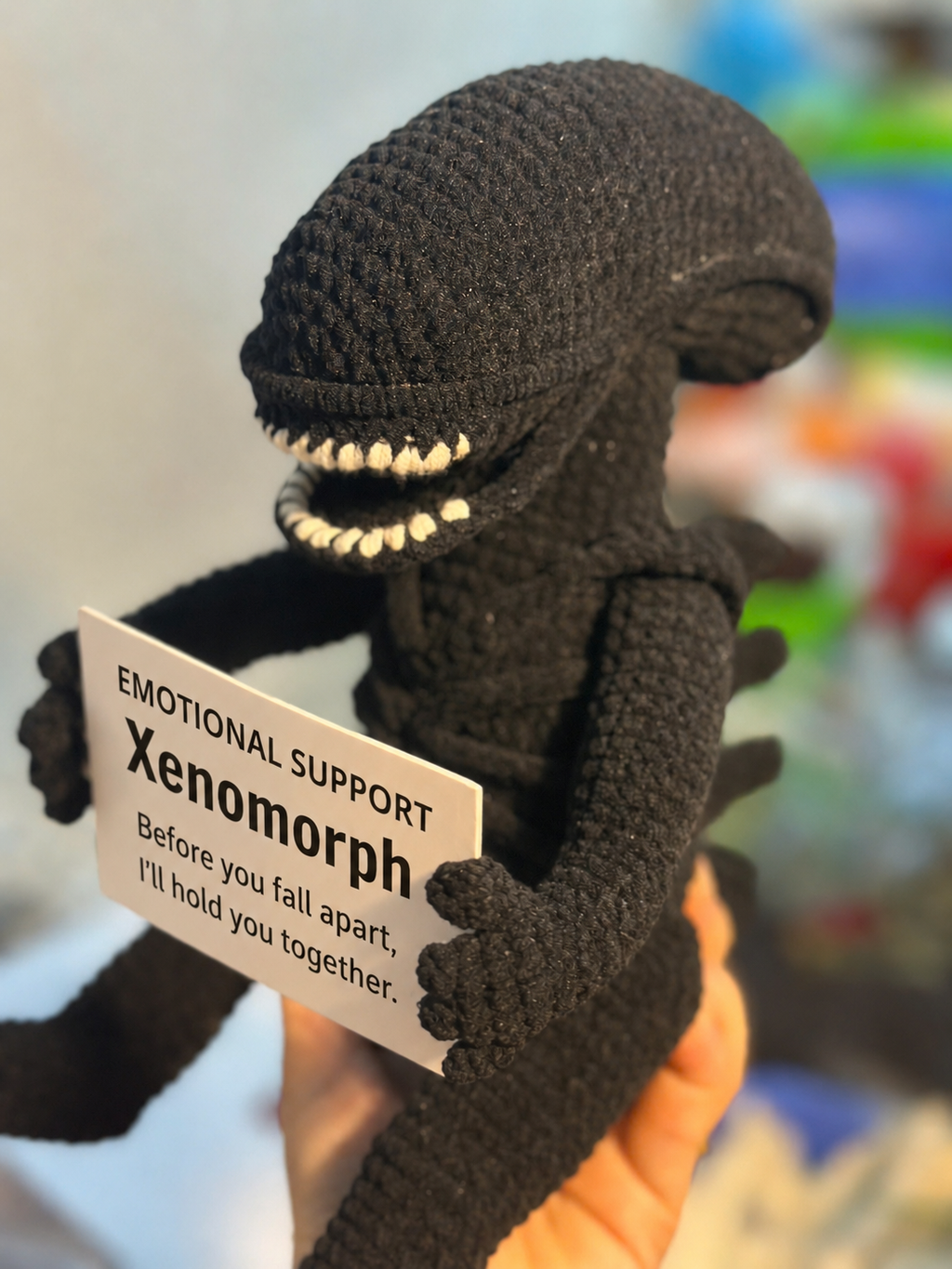 Emotional Support Xenomorph – Handmade Crochet Doll - Hold Me Together Xenomorph