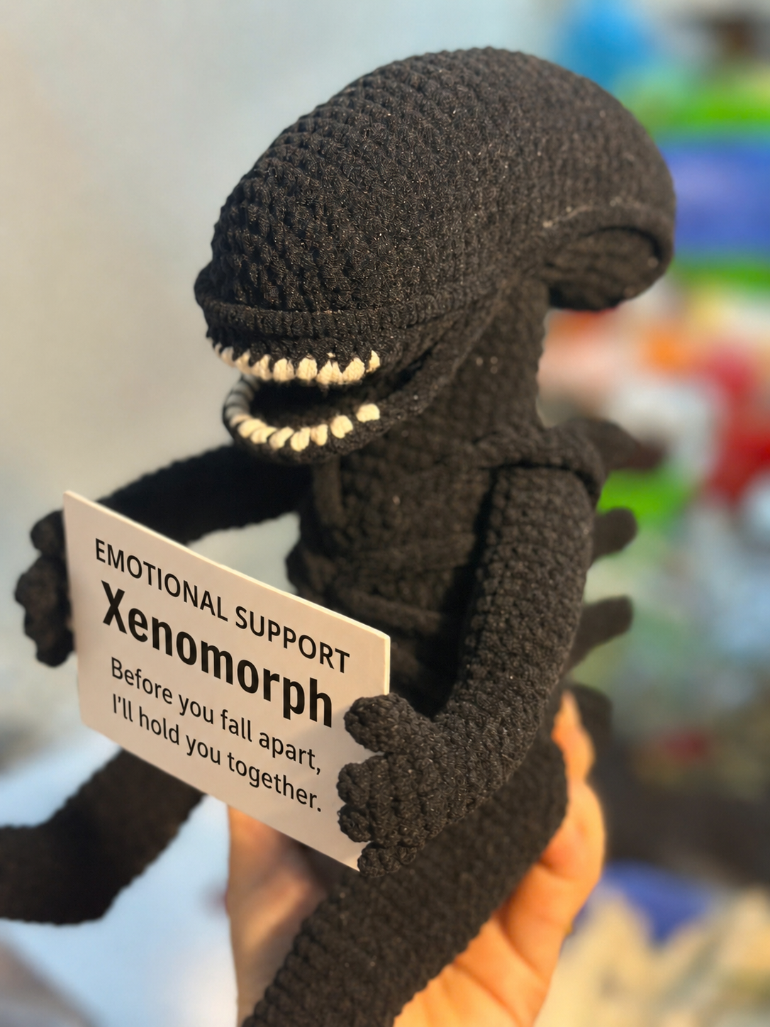 Emotional Support Xenomorph – Handmade Crochet Doll - Hold Me Together Xenomorph