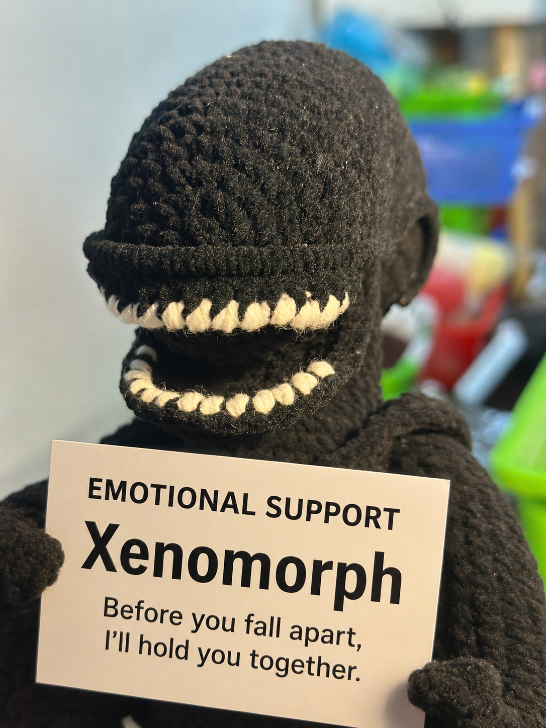 Emotional Support Xenomorph – Handmade Crochet Doll - Hold Me Together Xenomorph