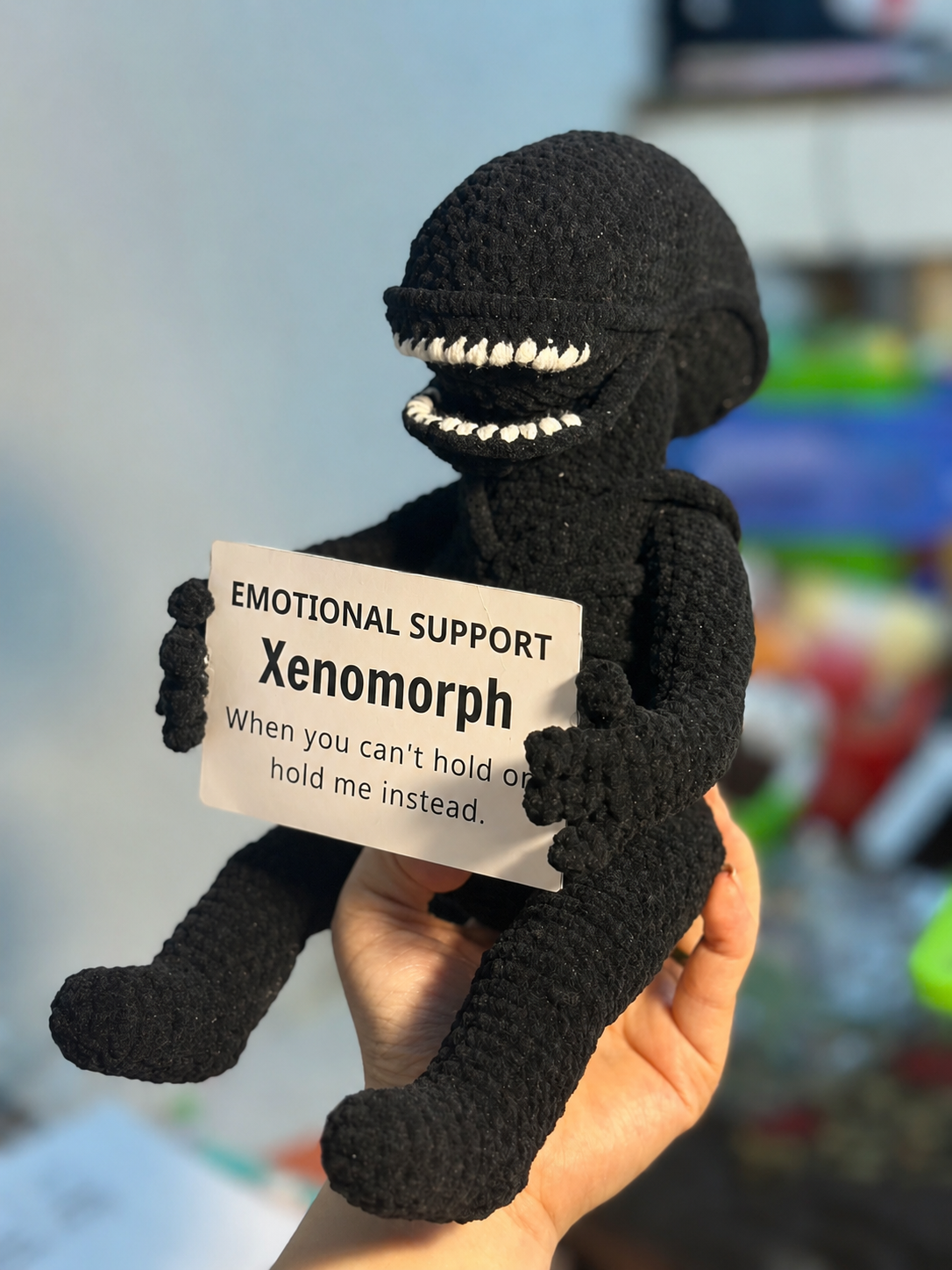 Emotional Support Xenomorph – Handmade Crochet Doll - Hold Me Instead Xenomorph