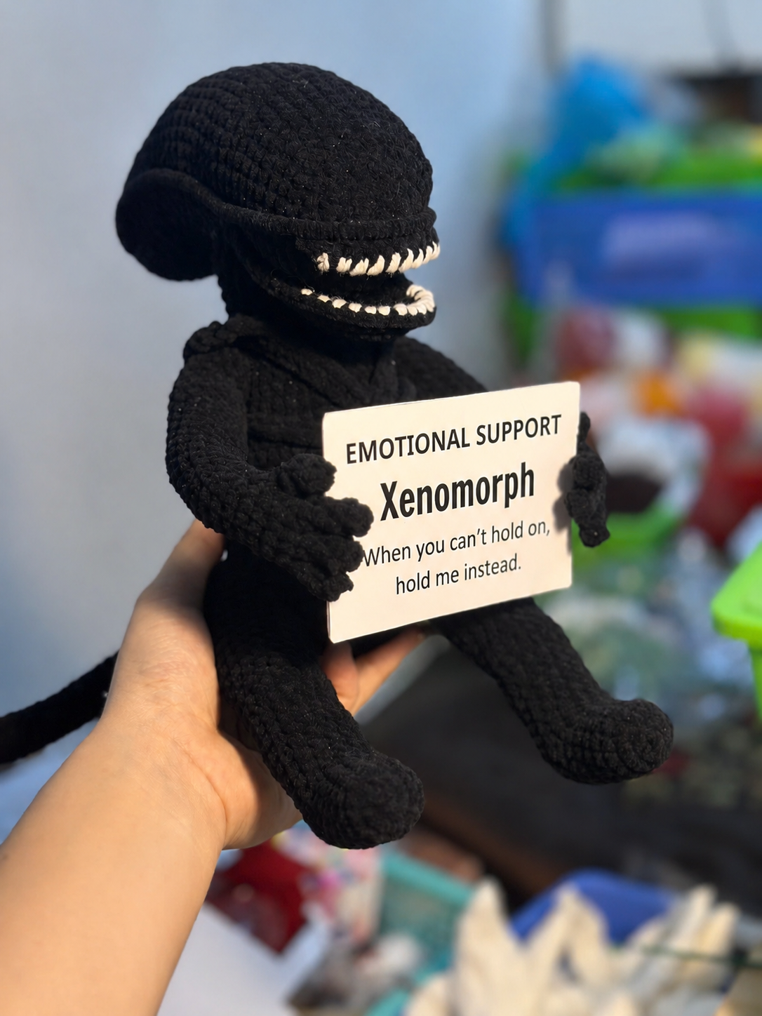 Emotional Support Xenomorph – Handmade Crochet Doll - Hold Me Instead Xenomorph