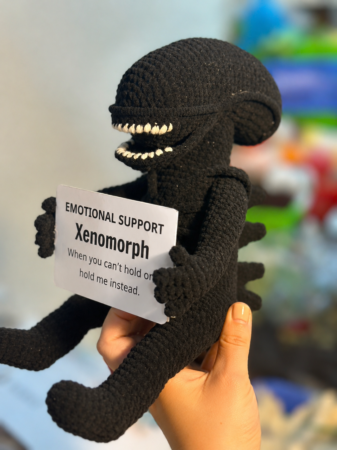 Emotional Support Xenomorph – Handmade Crochet Doll - Hold Me Instead Xenomorph