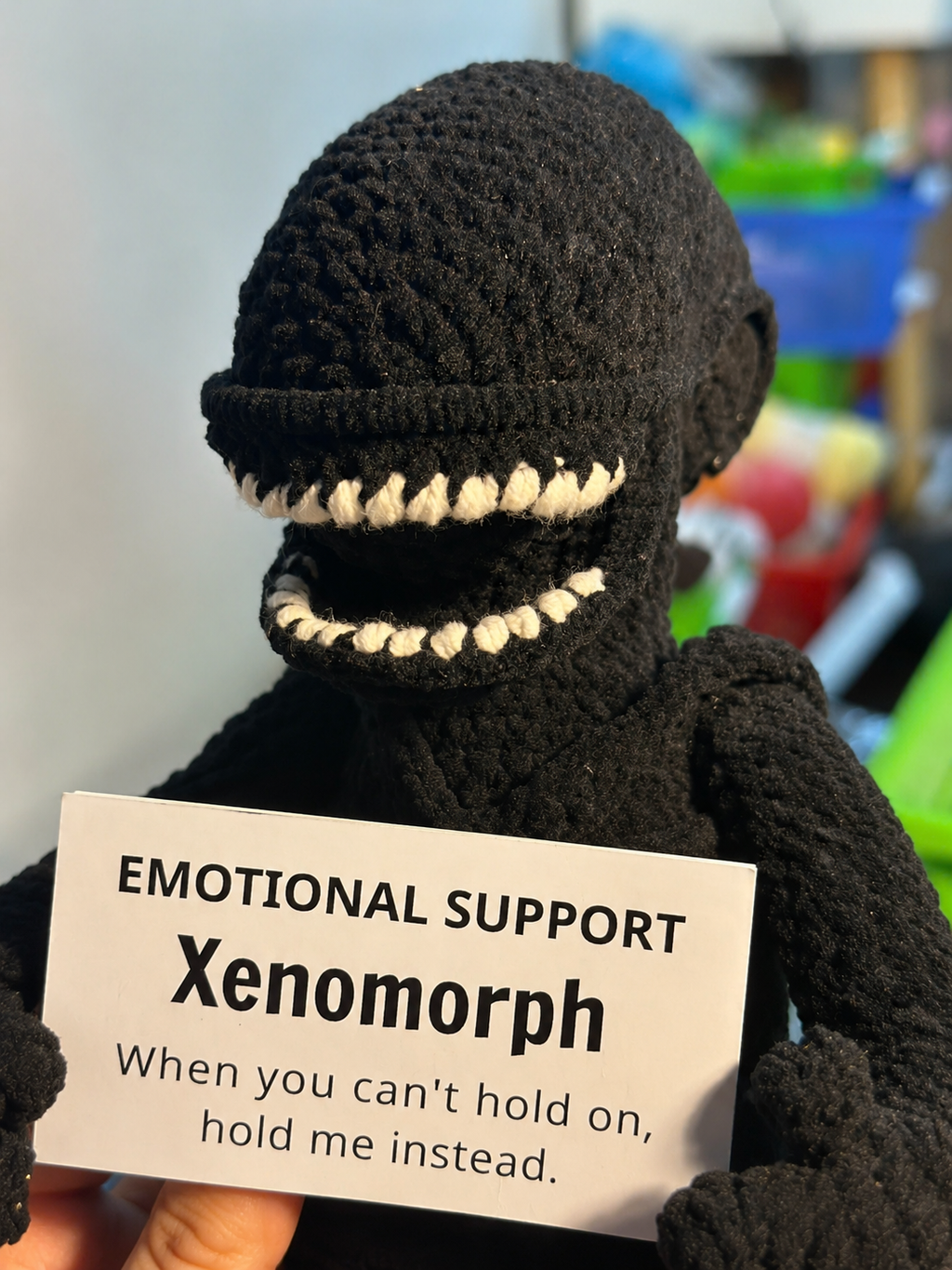 Emotional Support Xenomorph – Handmade Crochet Doll - Hold Me Instead Xenomorph
