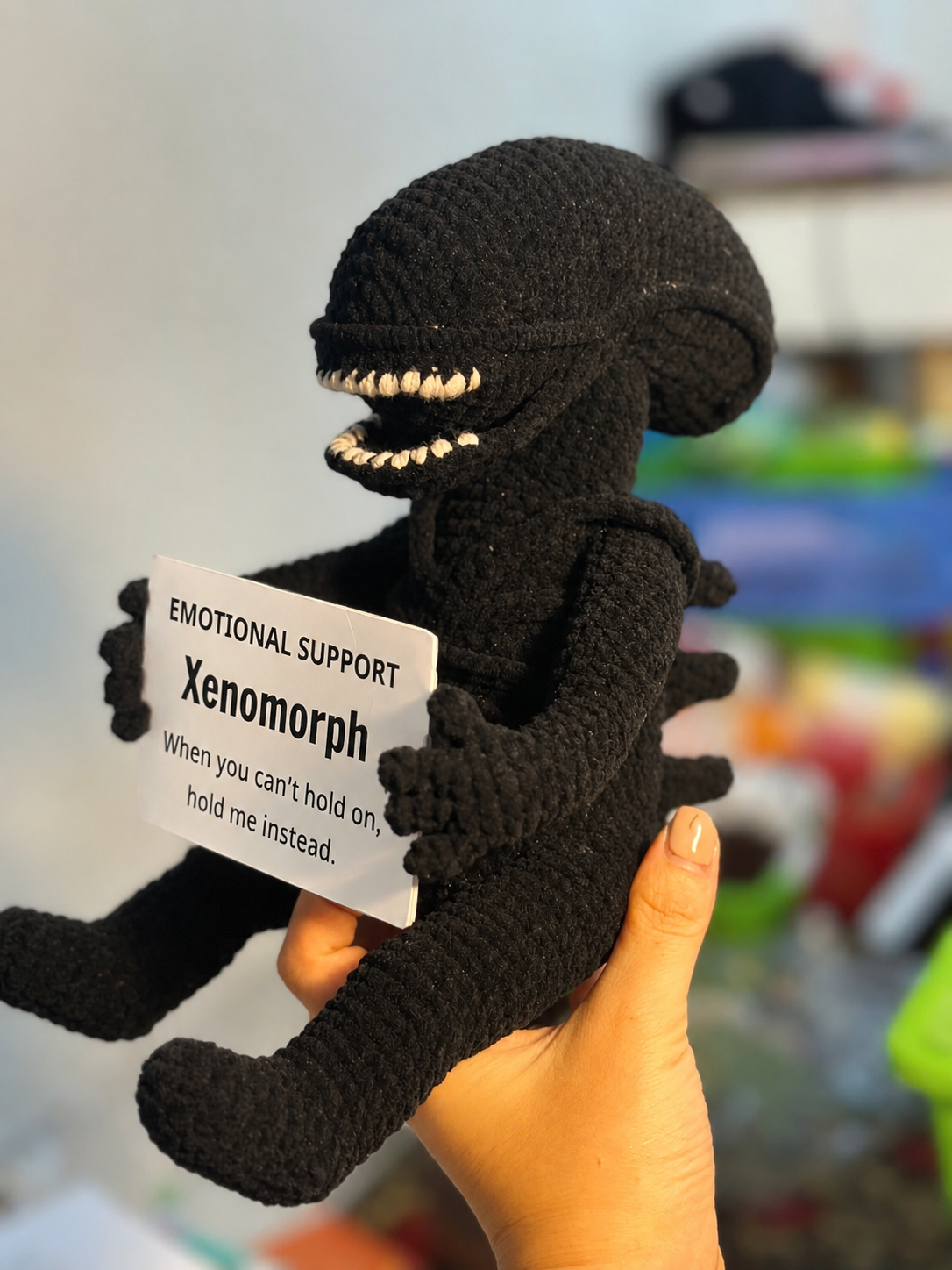 Emotional Support Xenomorph – Handmade Crochet Doll - Hold Me Instead Xenomorph