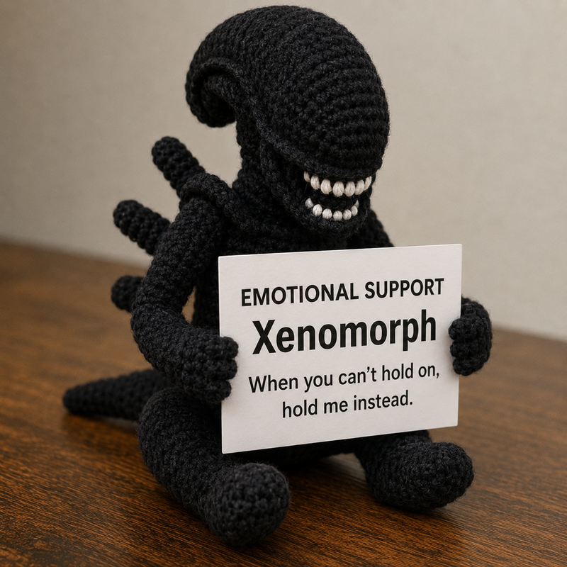 Emotional Support Xenomorph – Handmade Crochet Doll - Hold Me Instead Xenomorph