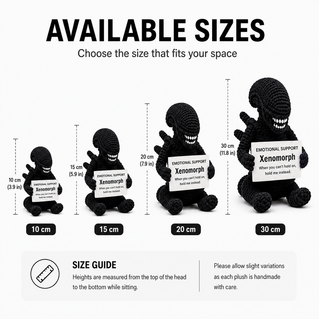Emotional Support Xenomorph – Handmade Crochet Doll - Hold Me Instead Xenomorph
