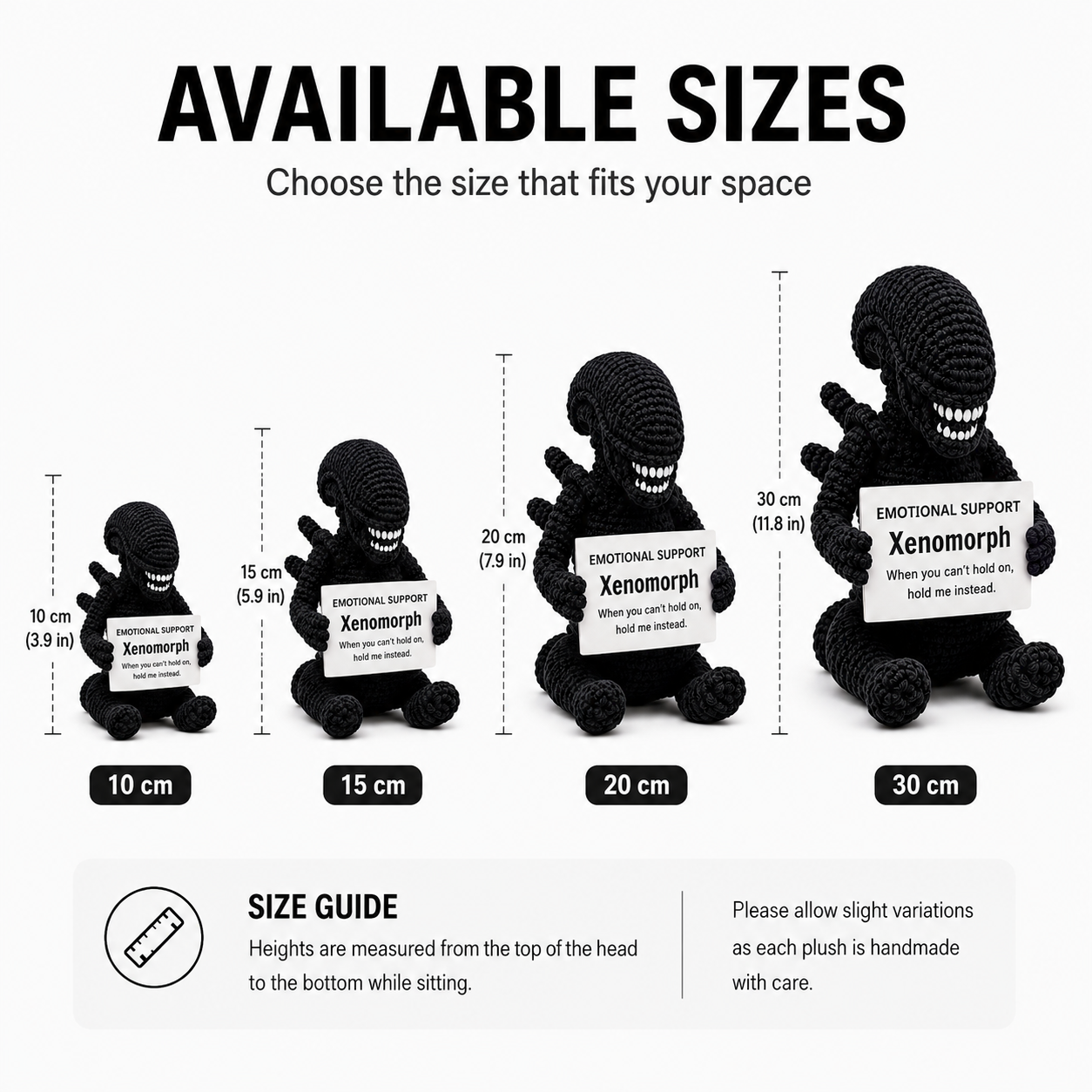 Emotional Support Xenomorph – Handmade Crochet Doll - Hold Me Instead Xenomorph