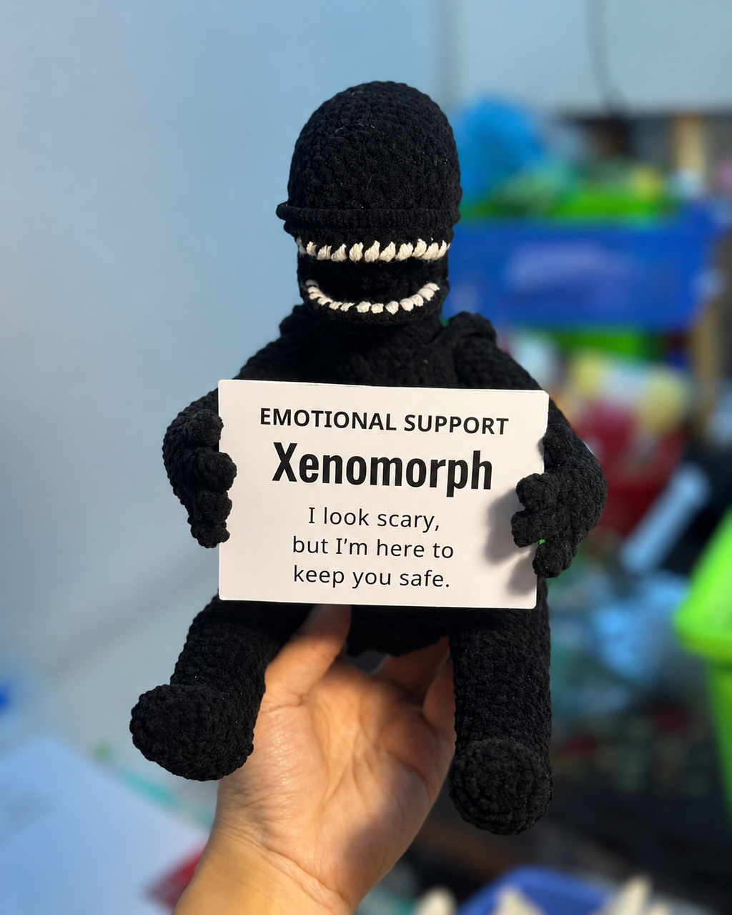 Emotional Support Xenomorph – Handmade Crochet Doll - Safe Monster Xenomorph