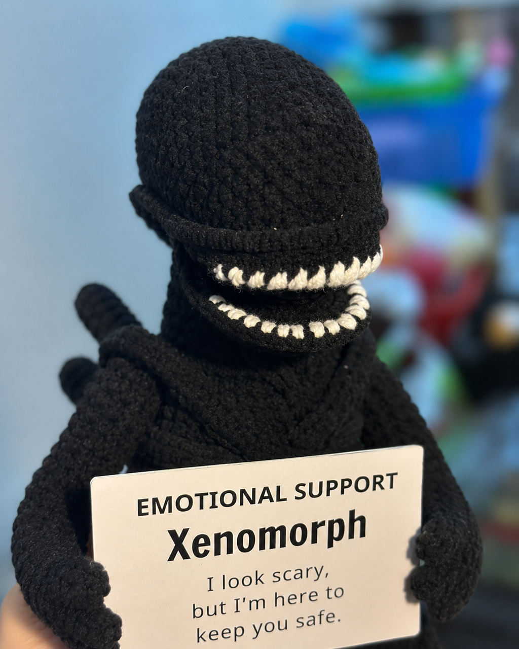 Emotional Support Xenomorph – Handmade Crochet Doll - Safe Monster Xenomorph