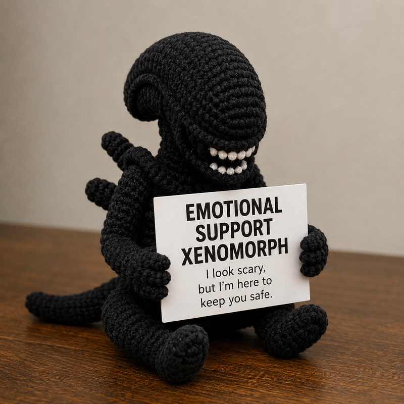 Emotional Support Xenomorph – Handmade Crochet Doll - Safe Monster Xenomorph