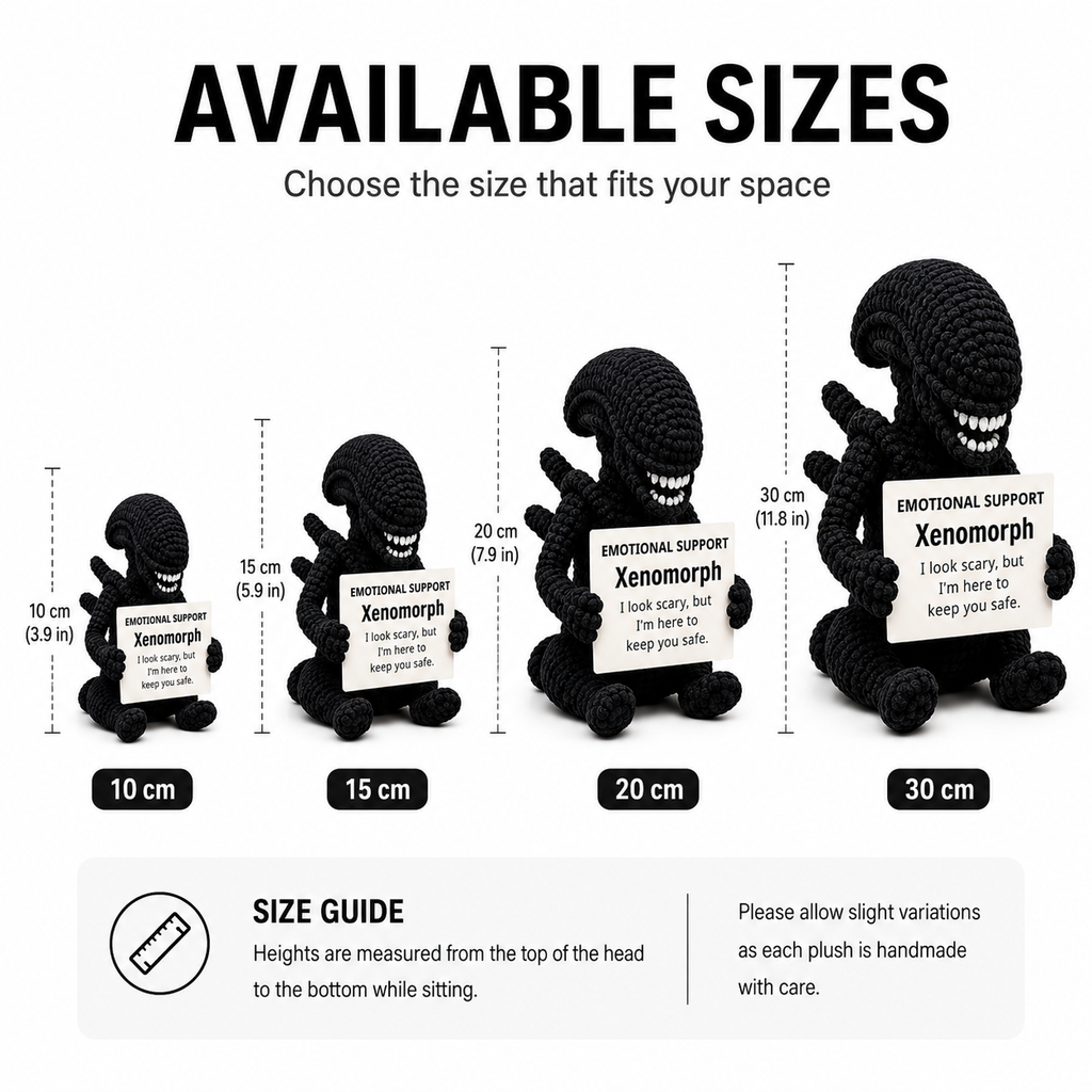 Emotional Support Xenomorph – Handmade Crochet Doll - Safe Monster Xenomorph