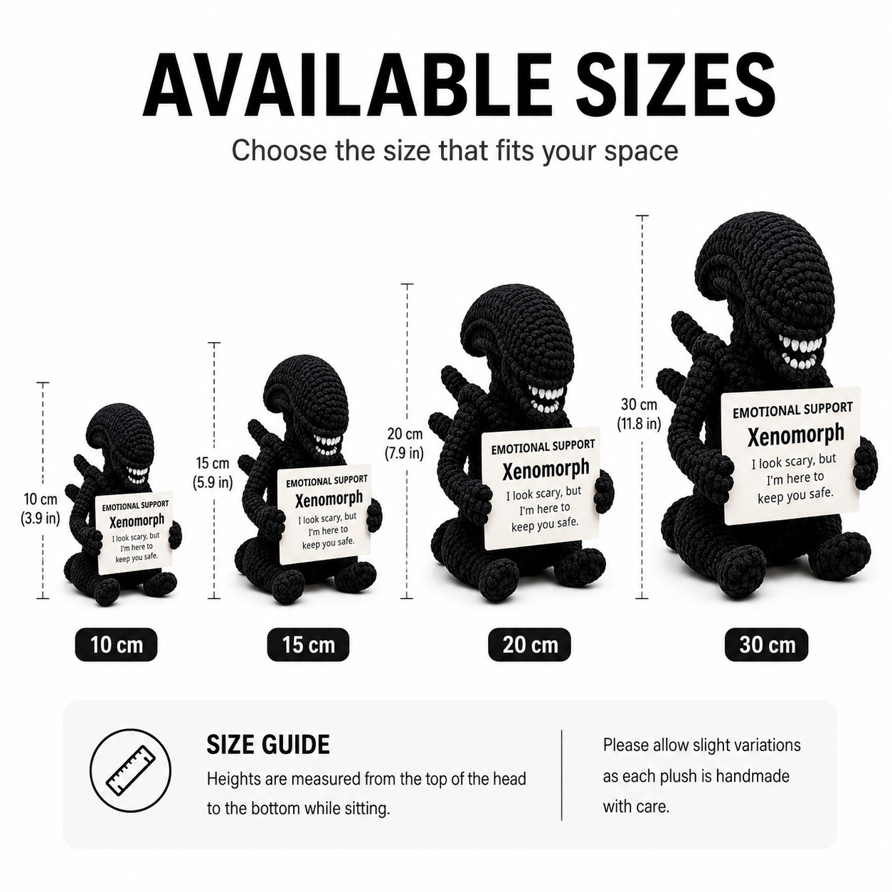Emotional Support Xenomorph – Handmade Crochet Doll - Safe Monster Xenomorph