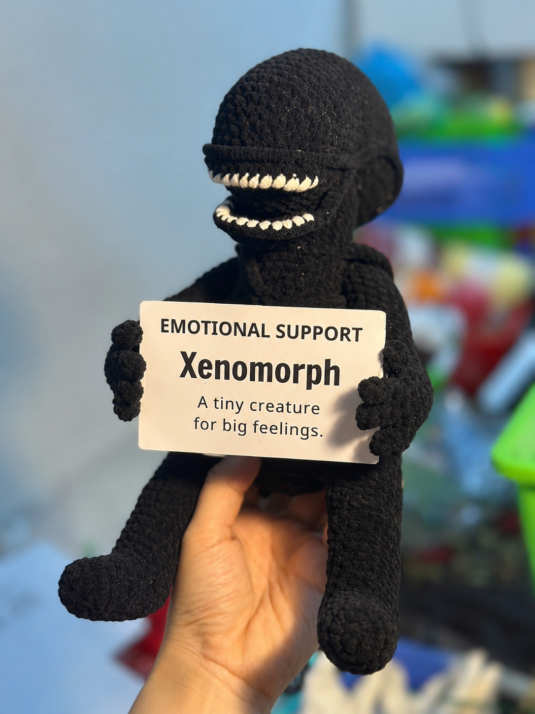 Emotional Support Xenomorph – Handmade Crochet Doll - Big Feelings Xenomorph