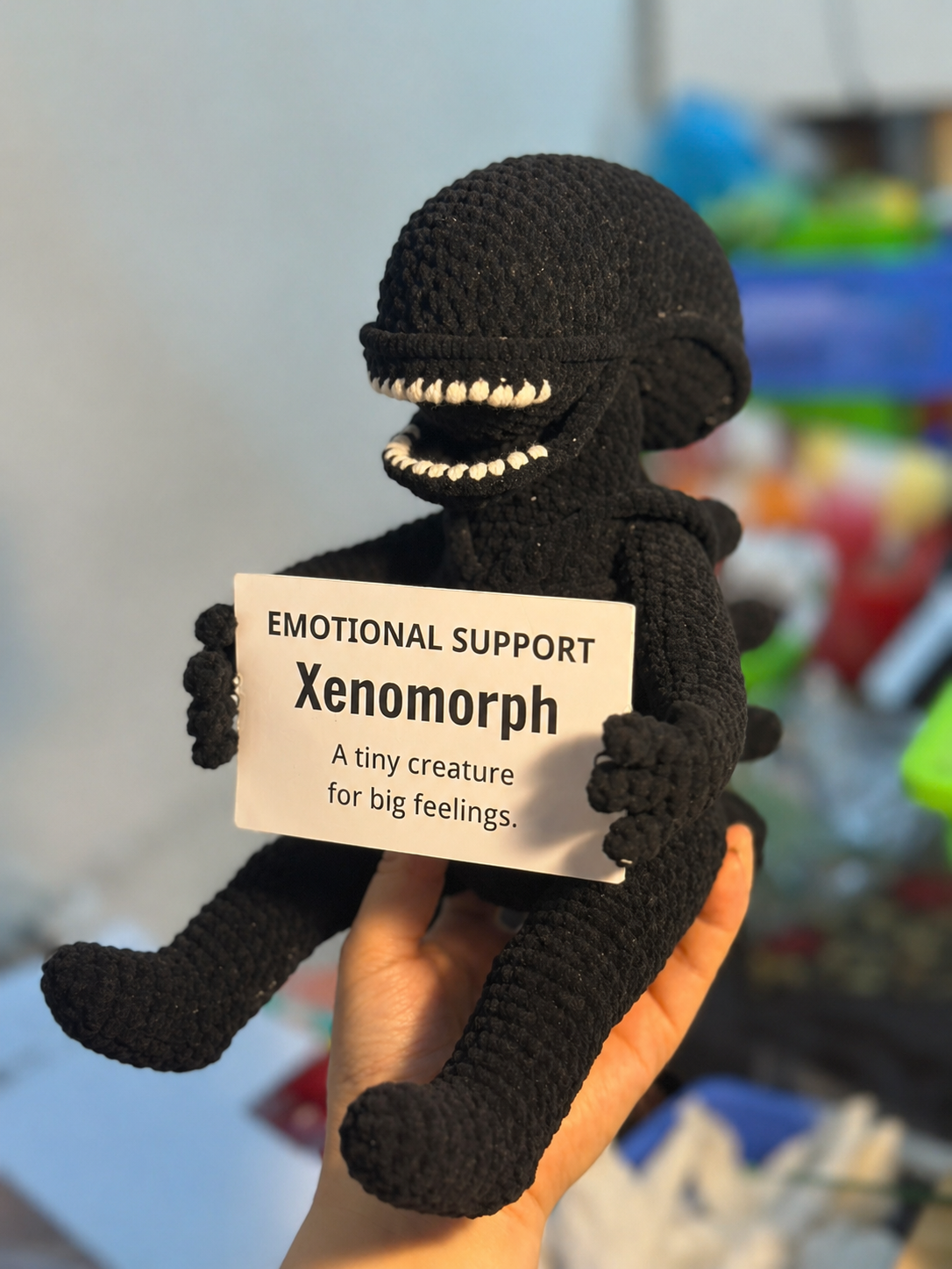 Emotional Support Xenomorph – Handmade Crochet Doll - Big Feelings Xenomorph