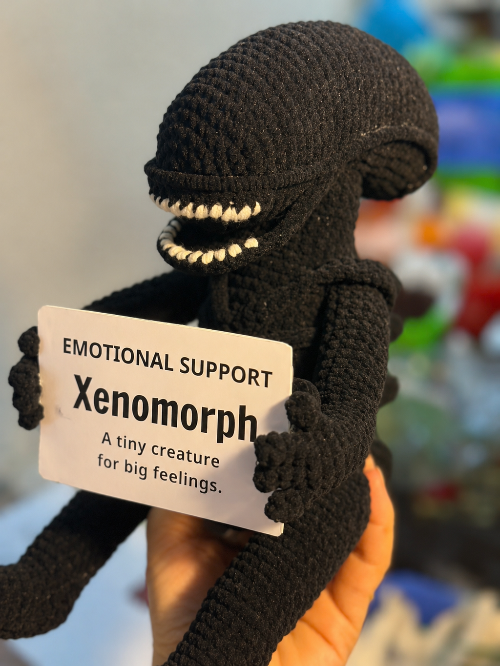 Emotional Support Xenomorph – Handmade Crochet Doll - Big Feelings Xenomorph